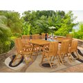 East West Furniture 9 Piece Denison Outdoor Dining Table Set - Natural Oil DECN9C5NA